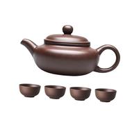 Stgfyxgs Juego de Tetera Kung 5 Piezas, Juego de Té Chino de Cerámica Hecho a Mano, Tazas Elegantes, Acabado Liso, Adecuado para áreas de Relajación, Hot, MarrÓn, 400ml