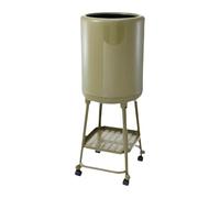 Stgfyxgs Papelera de Presión Multifuncional Cubo de Basura con Ruedas Giratorias Cesta de Desechos con Estante Inferior y Doble Cubeta Material Pp Adecuada, Verde