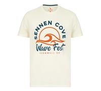 Sth. Shore Camiseta de algodón con cuello redondo y estampado gráfico vintage para hombre 'Wave Fest', Malvavisco, M