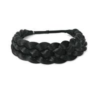 STHEJFB Diadema trenzada ancha para niña, peluca de pelo elástica, clásica, gruesa, bohemia, gruesa, para mujer, accesorios de playa, color negro 1B
