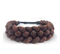 STHEJFB Diadema trenzada ancha para niña, peluca de pelo elástica, clásica, gruesa, bohemia, gruesa, para mujer, accesorios de playa, color marrón oscuro