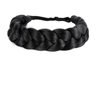 STHEJFB Diadema trenzada para el cabello, gran tamaño, número de acciones, postizo, trenzado, trenzado, ancho, elástico, sintético, diadema para mujer, accesorios de belleza (negro, 1B)