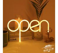 STHomedeco OPEN Letrero de Neón LED, Alimentación USB y Batería, Decoración para Pared, Bar, Tienda, Café, Restaurante (cálido)