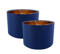 STHomedeco pantalla de tambor mediana - 30X20cm pantalla de tela para techo, mesa, suspensión, lámpara de pie (2 Azul)