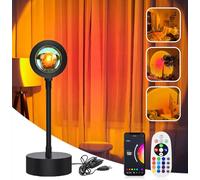 STHomedeco Sunset Lamp - Lampara del Atardecer Sunset Lamp Modos 16 Colores Cambiantes Sunset Projection Lamp, Luz Nocturna USB con Rotación de 180° con Control Remoto (APP)