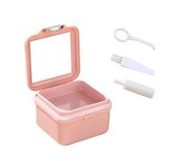 STHOYN Inicio Caja Ferula Dental Multifuncionales Baño De Lavado Caja De Retención Falsos Portátil De Funda Aparato Dental A Prueba De Fugas De Gran Capacidad(Pink)