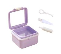 STHOYN Inicio Caja Ferula Dental Multifuncionales Baño De Lavado Caja De Retención Falsos Portátil De Funda Aparato Dental A Prueba De Fugas De Gran Capacidad(Purple)