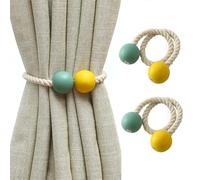 STHOYN Recoge Cortinas De Colores Esféricas Simples Y Frescas Un Par De Ataduras Magnéticas/Ataduras para Instalar Abrazaderas Cortinas(Yellow+Green)