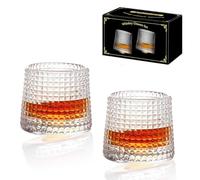 Sthrucrack Vasos de Whisky Giratorios de Descompresión - Juego de 2 Vasos de Cristal Estilo Bar Old Fashioned para Bourbon, Scotch y Ron (2 unidades a cuadros, 180 ml)
