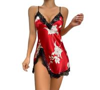 Sthxyfaith Leopard Negligee Sexy Lingerie for Women Babydoll Nightgown Lace Chemise Sexy Sleepwear Dresses, Red Flower, S
