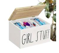 Stibtmr Organizador De Tampones Para Baño,Contenedor Con Divisores Internos | de Madera para Tampones con Tapa - Para Mujeres Niñas Toallitas Tocador Baño Hogar Hotel