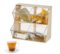 Stibtmr Organizador de té - Soporte apilable para bolsas de té de estilo japonés de 2 niveles, de almacenamiento para encimeras, cafeterías, armarios de cocina, despensa, Siehe Beschreibung, Ver