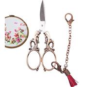 Stibtmr Tijeras vintage,Tijeras de bordado vintage, Tijera europea, retro con cadena, tijera europea para crochet, costura, costura