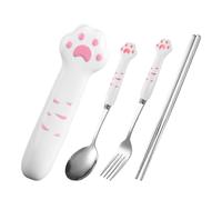 Sticchi Di Colorazione Con Palioncini Di Pollo da Cat A , Set di Cubiertos Con Un Motivo Di Gatto Per Adulti | Cubiertos De Acero Inoxidable Reutilizable Para Viajes, Picnic Y Escuela Y