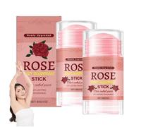 Stick desodorante natural para el cuidado corporal - Aroma de rosas, enriquecido con glicerina vegetal y vitamina E, control de olores portátil para axilas, manos, pies y más (2pcs)