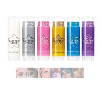 Stick di Glitter per il Corpo, Glitter Olografici con Stelline,6 Colores | Secado Rápido & Resistente al Agua,Trucco da Festival a Lunga Tenuta, per Corpo, Viso e Capelli