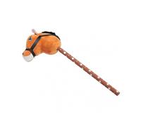 Stick Horse Plush Toy with 2 Sound Effects, Short Hair, Button Eyes for Kids Play, Light Brown