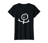 Stick Man Dedo Medio Trasero Divertido Stickman Broma Camiseta gráfica económica, Mujer, Negro, S