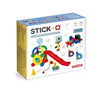 Stick-O Bloques de construcción magnéticos para niños a Partir de 1 año Juguetes educativos de construcción Juego de construcción con imán Niñas Niños Montessori Juguetes Juego de 60 Piezas