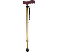 Stick para Caminar Caminata Telescópico Estable Estable sin Deslizamiento Altura Liviana Dorada Ajustable, Anciano discapacitado Artritis Anciano Seniors, muleta en Oro con Base no Deslizante