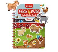 Stick4Ever - Libro de calcomanías de gelatina para niños, impermeable, fácil de limpiar, reutilizable, actividades de viaje por carretera para niños, relleno de calcetines para niños pequeños (granja)