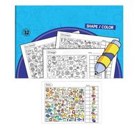 Sticker Activity Book Interactive Learning Puzzle Pad, Early Education Coloring Game Set, School Kindergarten Classroom Use, Travel Bedroom Activity Toy, for Kids Cognitive Play 7.09x10.24x0.2