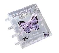 Sticker Binder, 4 Rings Clear Binder, Ergonomic Sticker Storage Album with 20 Inner Pages and Ribbon Design - for Kids Adults Journaling Scrapbooking Photo, 9.5x8.7cm/3.74x3.43in