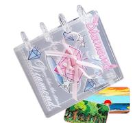 Sticker Binder, 4 Rings Clear Binder, Ergonomic Sticker Storage Album with 20 Inner Pages and Ribbon Design - for Kids Adults Journaling Scrapbooking Photo, 9.5x8.7cm/3.74x3.43in