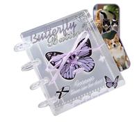 Sticker Binder - Label Organizer, 1-Piece See-Through Archive For Decorative Decals, Quad-Ring Folder With Silk Cord, Stationery, Transparent For Clipping, Hobbies And Logs