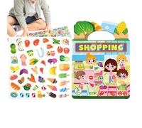 Sticker Book - Reusable Waterproof Educational Toys | Cartoon Princess Learning Toys, Shopping Theme Quiet Sticker Books For Children Boys Girls Classroom Preschool Travel Car Travel