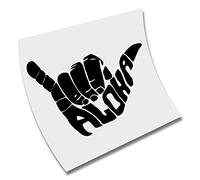 STICKER PEGATINA ALOHA MANO SURF SURFER URBAN HAWAII VINILO DECAL VINYL CORTE (Negro)