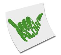 STICKER PEGATINA ALOHA MANO SURF SURFER URBAN HAWAII VINILO DECAL VINYL CORTE (Verde Asturias)