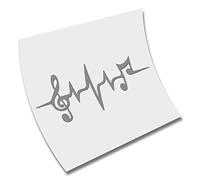 STICKER PEGATINA ELECTRO MUSICAL CLAVE SOL CORAZON MUSICA VINILO DECAL (Gris Claro)