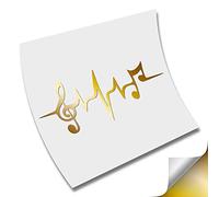 STICKER PEGATINA ELECTRO MUSICAL CLAVE SOL CORAZON MUSICA VINILO DECAL (Oro Metalico)