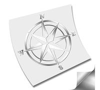 STICKER PEGATINA ROSA DE LOS VIENTOS BRUJULA COMPASS VINILO DECAL VINYL CORTE (Plata Metalico)
