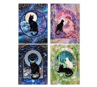 Sticker Puzzle 4 Sets Portable Black Cat DIY Craft Collection
