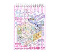 Sticker Scene - Cartoon Miniature Art Book For Creative Fun | PET Material With 3D Gloss Finish, Vibrant Color Layers, For Kids, Journals, Scrapbooks, Cards, Craft Projects