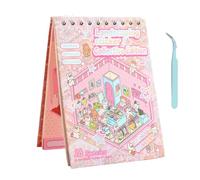 Sticker Scene, Make Your Own Stickers, Reusable PET Stickers, Creative Book with Tweezers, Ideal for Kids Learning Travel Activity, 5.51x7.68 Inches, Pink Color, 1 Set