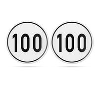 Sticker set velocidad con 100 KM/H, 2 pzs, Ø 20 cm, lámina autoadhesiva, adhesivo externo, Tempo adhesive stickers for trailers, lorries, buses, agricultural machinery, caravans, speed sticker car set