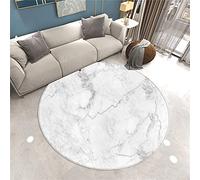Sticker Superb. Alfombra Redonda 3D Mármol Blanco y Negro Gris Decoración Hogareña Rug Alfombra de Sala Grande Moderno Cuarto Vestuario Alfombra Redonda Antideslizante Lavar a Maquina (Gris,60 cm)