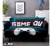 Sticker Superb. Controlador de Juego Funda de Sofá Poliéster Elástico 1/2/3/4 Asiento Negro Gris Naranja Mango de Juego Monopatín Gamer Funda de Sofá Reposabrazos Sofa Cover (Gris,2 Plazas)