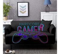 Sticker Superb. Home Life Funda para Sofá Videojuegos Poliéster Elástico Antiincrustante y Antirrayas Funda Protectora de Sofá de Tela Todo Incluido Gamer Gamepad Decoración de Sofá (Negro,1 Plaza)