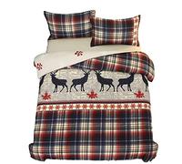 Sticker Superb. Juego de Cama Funda Nórdica Microfibra Navidad Animal Alce, 3 Piezas, Funda Nórdica 220 x 240 cm con Cremallera + 2 Funda de Almohada 50 x 75 cm (Rojo B,Cama 135/150 (220 x 240cm))