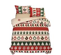 Sticker Superb. Juego de Cama Funda Nórdica Microfibra Navidad Animal Alce, 3 Piezas, Funda Nórdica 220 x 240 cm con Cremallera + 2 Funda de Almohada 50 x 75 cm (Rojo A,Cama 135/150 (220 x 240cm))