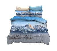 Sticker Superb Juego de Cama para Hombres 3 Piezas Paisaje Natural de Montaña de Microfibra 3D Funda Nórdica con Cremallera con Funda de Almohada (Azul,220x240 cm - Cama 150 cm)