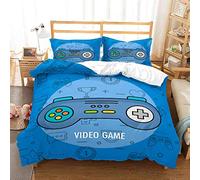 Sticker Superb. Juego de Ropa de Cama de Gamer Gamepad,Funda Nórdica in Microfibra de Controlador de Videojuegos Creativa Impresión 3D para Niño Adolescentes Chico (Azul, 180x220cm)