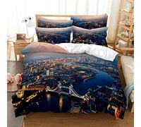 Sticker Superb New York London Beeing Hombre Los Ángeles Venecia Vista Nocturna de la Ciudad Ropa de Cama para Adultos Funda de Edredón y Funda de Almohada, Microfibra (Color5,Cama 150 cm,220x240 cm)