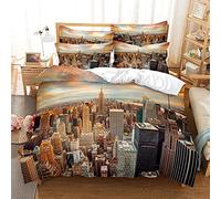 Sticker Superb New York London Beeing Hombre Los Ángeles Venecia Vista Nocturna de la Ciudad Ropa de Cama para Adultos Funda de Edredón y Funda de Almohada, Microfibra (Color2,Cama 90 cm,150x200 cm)
