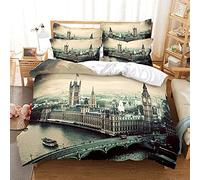 Sticker Superb New York London Beeing Hombre Los Ángeles Venecia Vista Nocturna de la Ciudad Ropa de Cama para Adultos Funda de Edredón y Funda de Almohada, Microfibra (Color3,Cama 150 cm,220x240 cm)