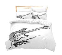 Sticker Superb. Ropa de Cama de Rock and Roll Gente Eléctrico Guitarra, Funda Nórdica 3 Piezas, Funda de Edredón Música y 2 Fundas de Almohada Todo el año (Blanco B,Cama 105 (200 x 200 cm)